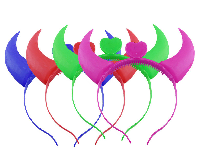 Luminous horn Flash Horn Korean version of the cow Horn Sequin bow concert party props manufacturers wholesale