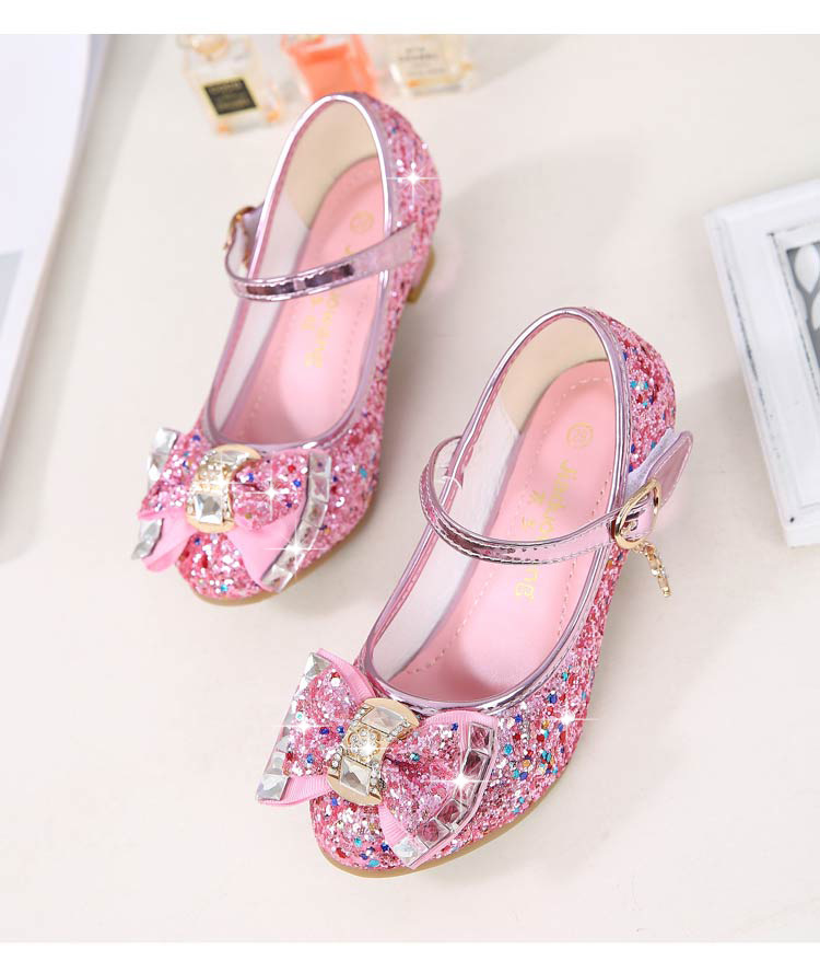 Autumn 2020 New Girls Small High Heel Shoes Sequin Shoes Surface Bow Decoration Children's Dance Shoes Autumn 2020 New Girls Small High Heel Shoes Sequin Shoes Surface Bow Decoration Children's Dance Shoes