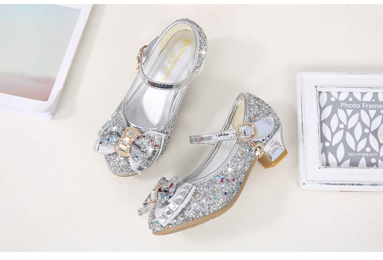 Autumn 2020 New Girls Small High Heel Shoes Sequin Shoes Surface Bow Decoration Children's Dance Shoes Autumn 2020 New Girls Small High Heel Shoes Sequin Shoes Surface Bow Decoration Children's Dance Shoes