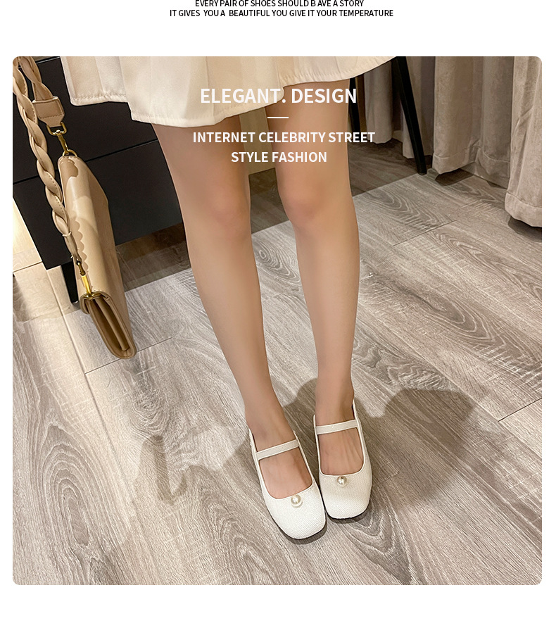 Mary Jane Women's Shoes 2022 Early Spring New Closed Toe Korean Sequined Pearl Hand Sewing Sequin Chunky Heel High Heel Hollow Back Shoes
