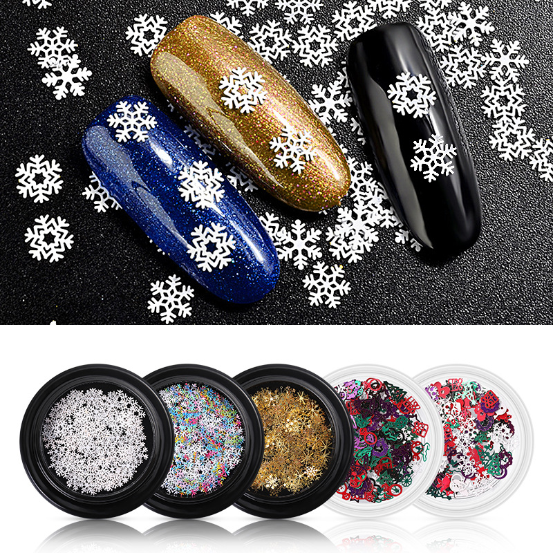 Cross-Border Christmas Patch for Nail Ornament Snowflake Sequin Series Christmas Ornaments Nail Art Nail Patch