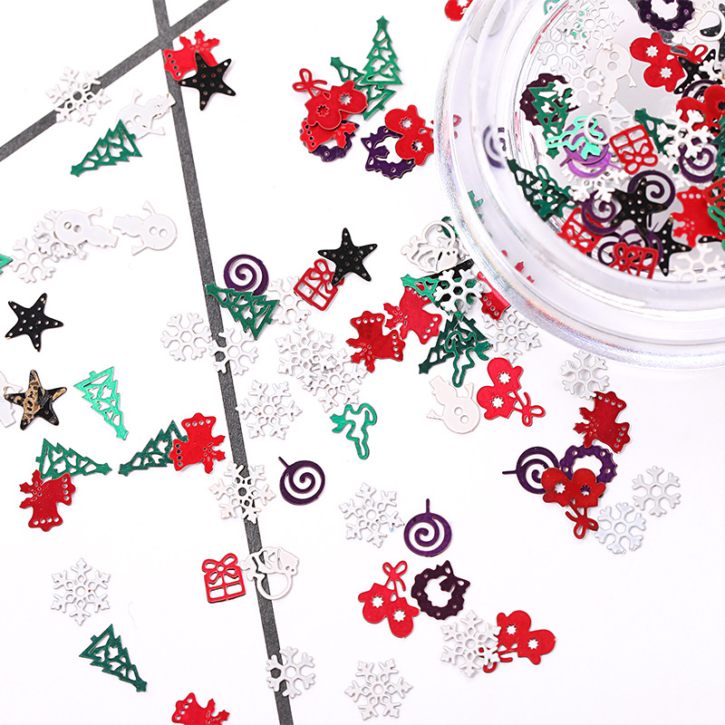 Cross-Border Christmas Patch for Nail Ornament Snowflake Sequin Series Christmas Ornaments Nail Art Nail Patch
