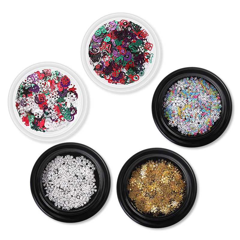Cross-Border Christmas Patch for Nail Ornament Snowflake Sequin Series Christmas Ornaments Nail Art Nail Patch