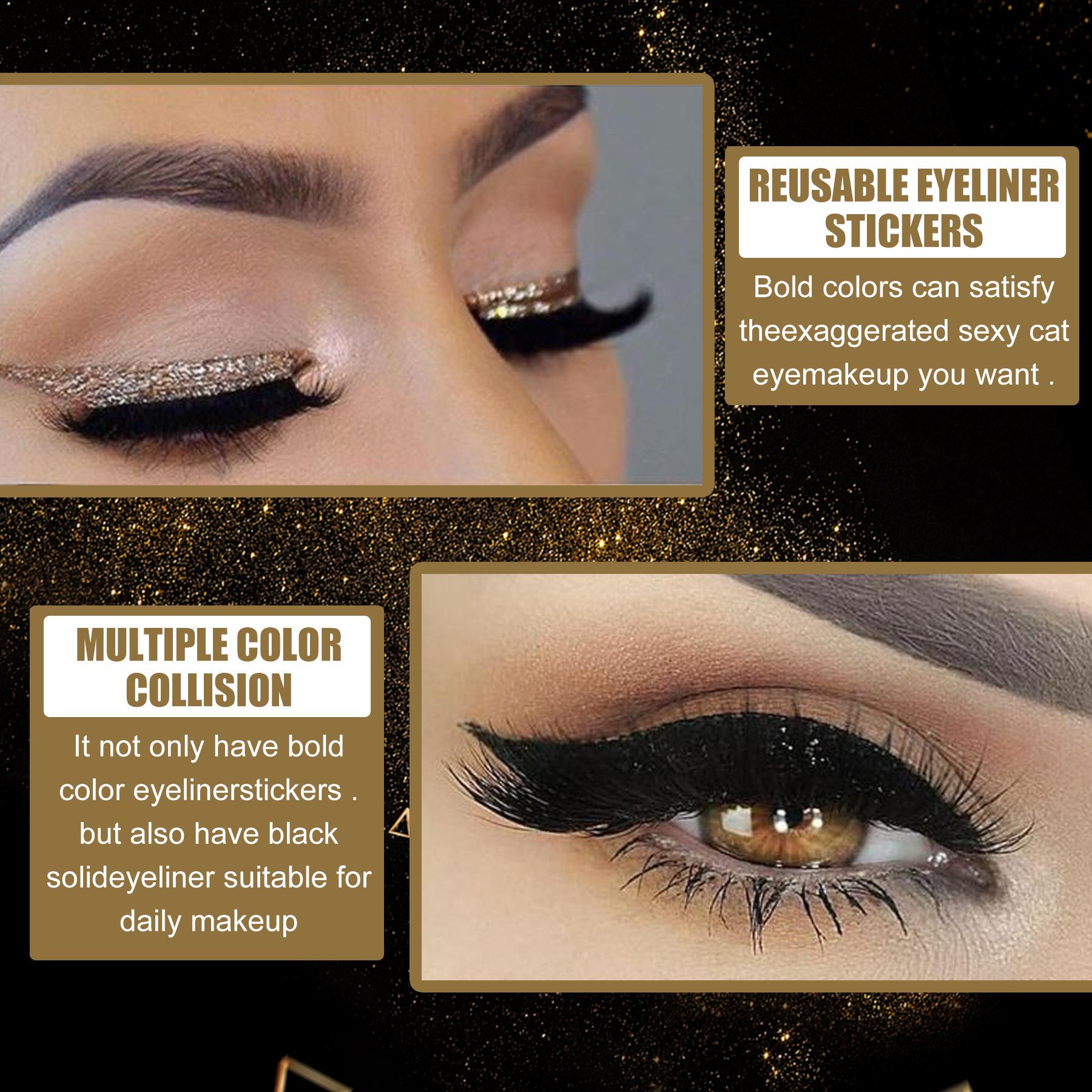 Reusable Eyeliner and Eyelash Stickers Glitter Eyeliner Stickers False Eyelashes Sequin Eye Shadow