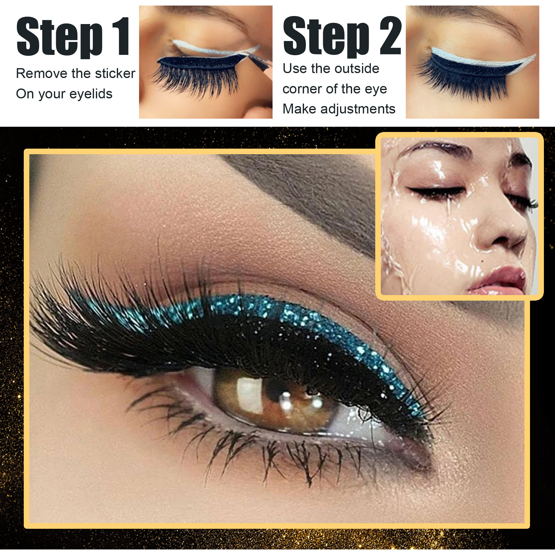 Reusable Eyeliner and Eyelash Stickers Glitter Eyeliner Stickers False Eyelashes Sequin Eye Shadow