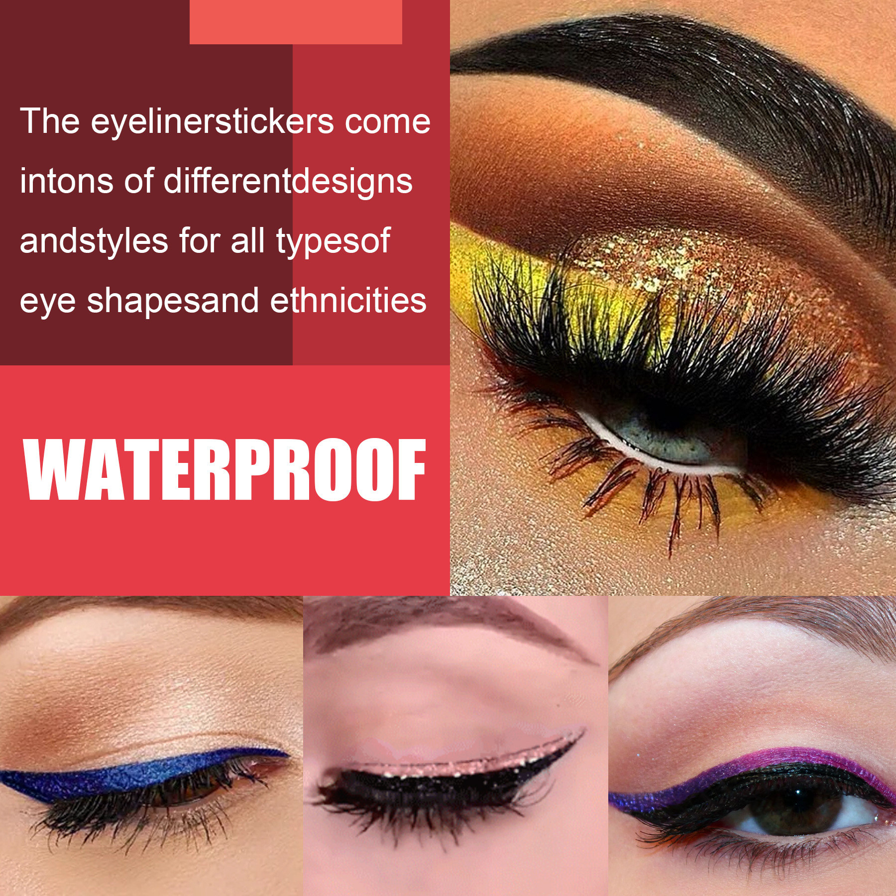 Reusable Eyeliner and Eyelash Stickers Glitter Eyeliner Stickers False Eyelashes Sequin Eye Shadow
