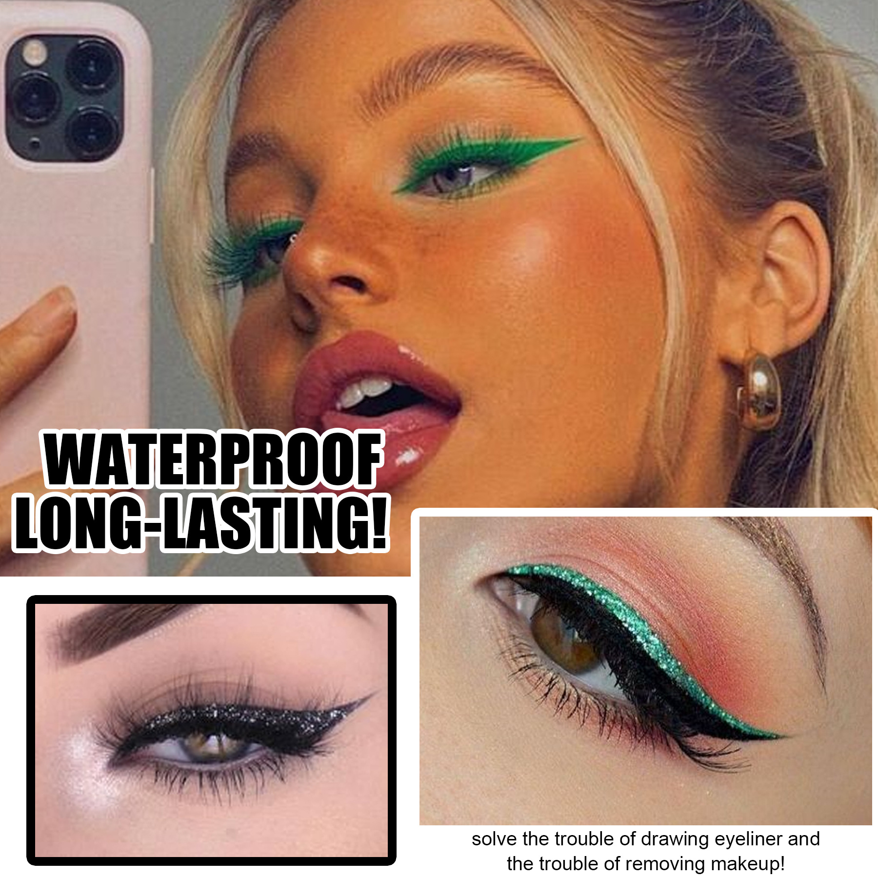 Reusable Eyeliner and Eyelash Stickers Glitter Eyeliner Stickers False Eyelashes Sequin Eye Shadow