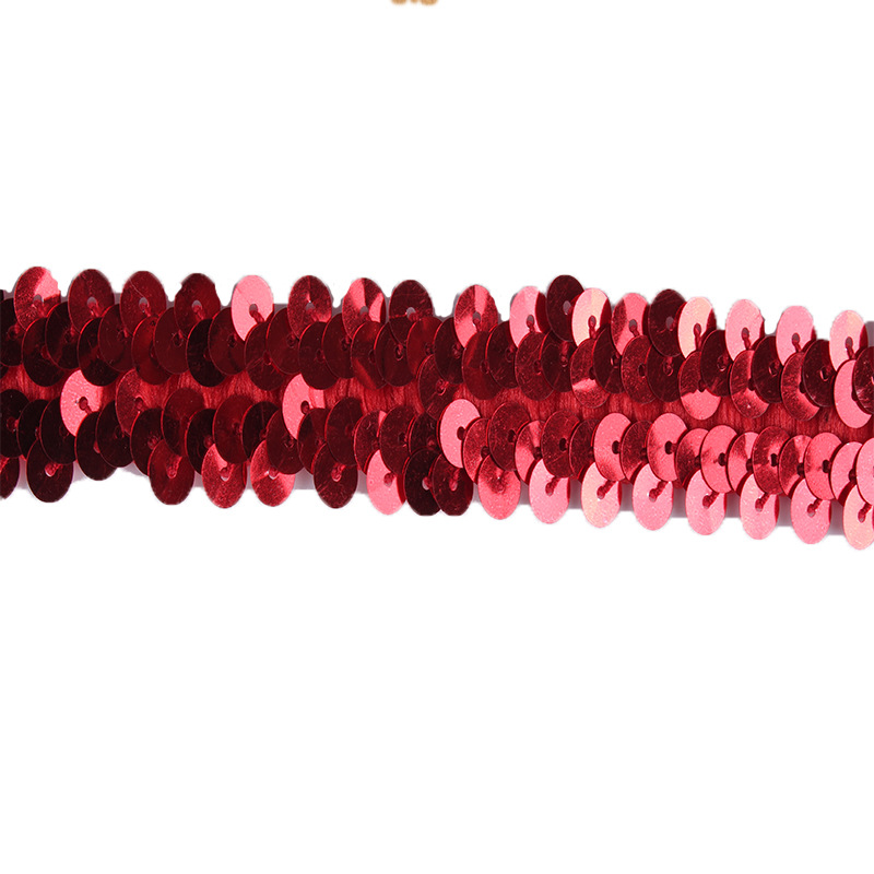Yiwu Lace Two Rows Elastic Sequin Lace Stage Clothing Golden Lace Ethnic Color Accessories Lace