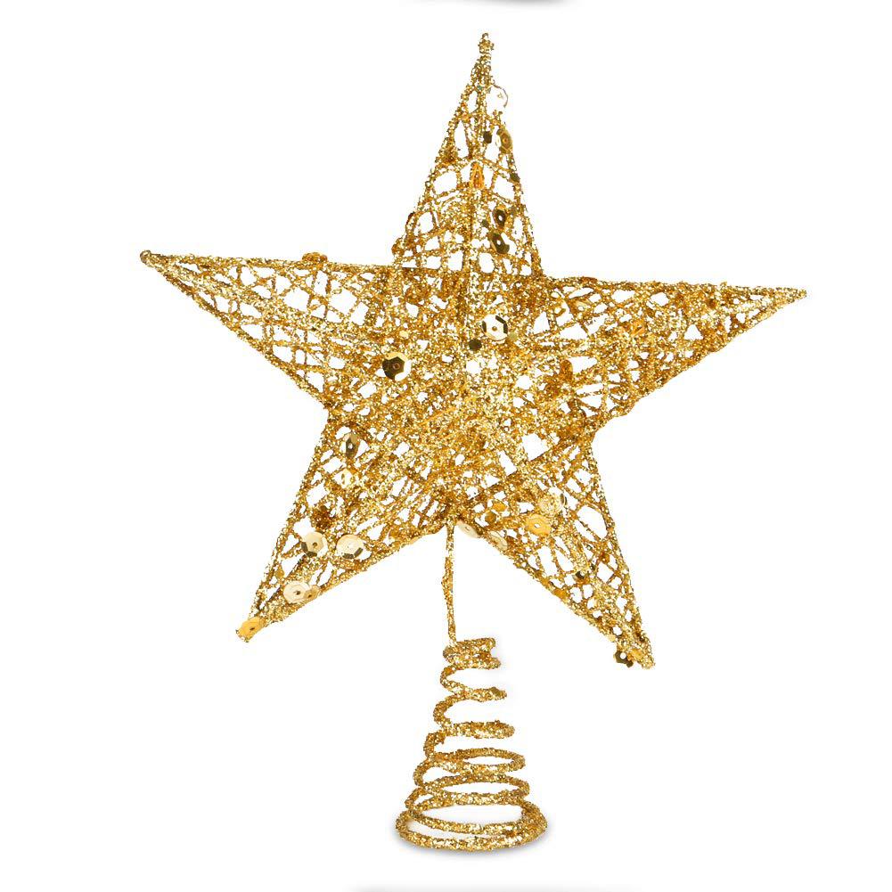 Whole TreeTop Star Iron Decoration FivePointed Star Sequin ThreeDimensional FivePointed Star Christmas Layout Supplies