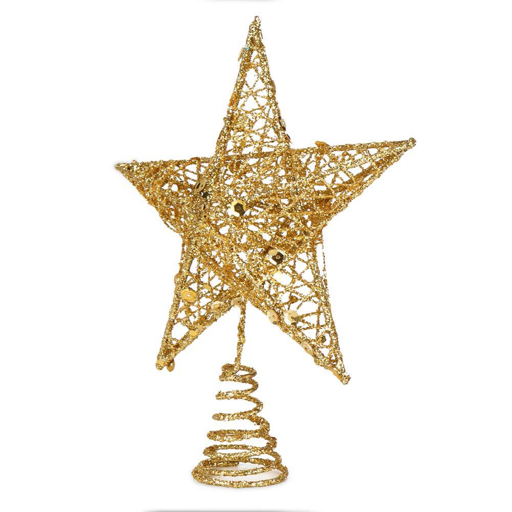 Whole TreeTop Star Iron Decoration FivePointed Star Sequin ThreeDimensional FivePointed Star Christmas Layout Supplies