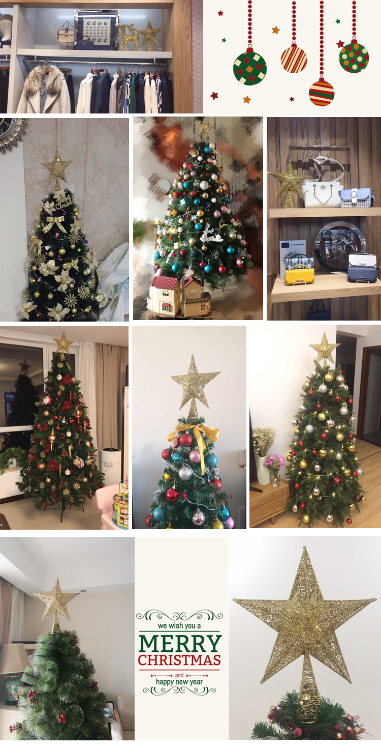 Whole TreeTop Star Iron Decoration FivePointed Star Sequin ThreeDimensional FivePointed Star Christmas Layout Supplies