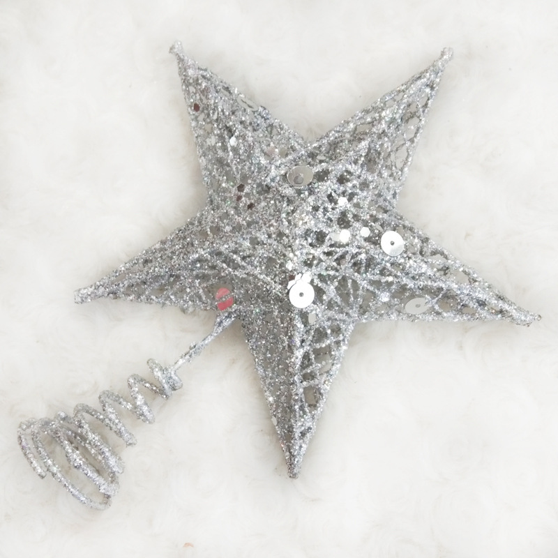 Whole TreeTop Star Iron Decoration FivePointed Star Sequin ThreeDimensional FivePointed Star Christmas Layout Supplies