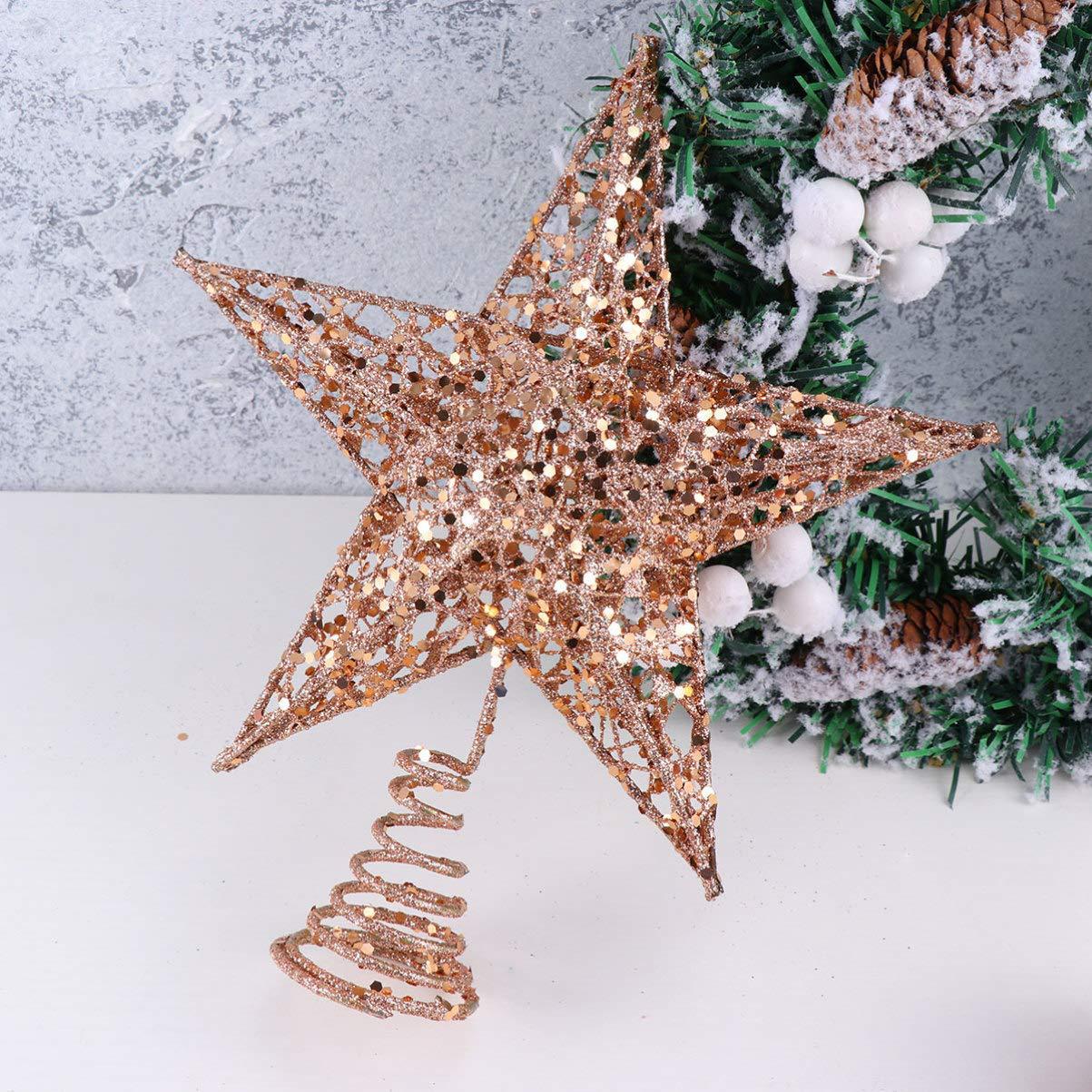 Whole TreeTop Star Iron Decoration FivePointed Star Sequin ThreeDimensional FivePointed Star Christmas Layout Supplies