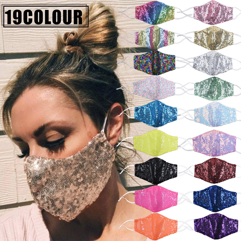 CrossBorder Foreign Trade Spot Sequin Mask Fashion Colorful Shiny Mask Personality Dustproof Mask