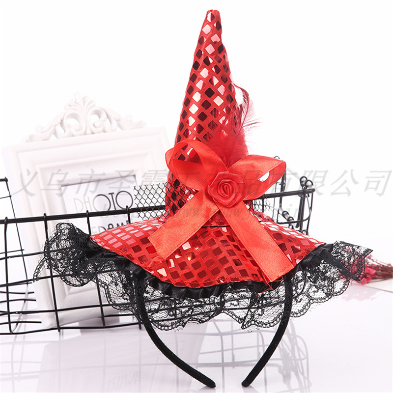 Halloween witch Headband costume party wacky party lace big sequin hat Hot style promotion