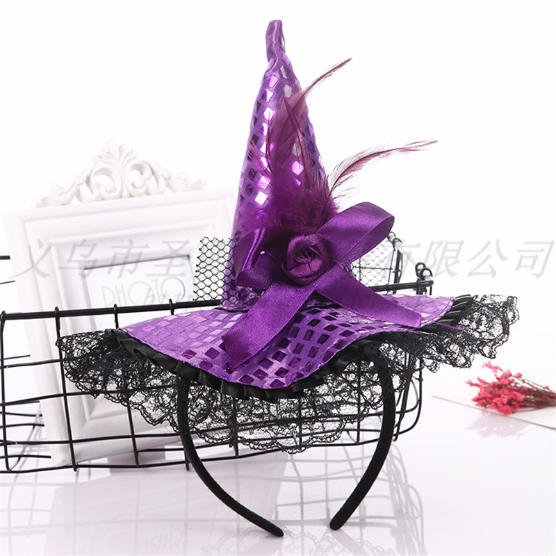Halloween witch Headband costume party wacky party lace big sequin hat Hot style promotion