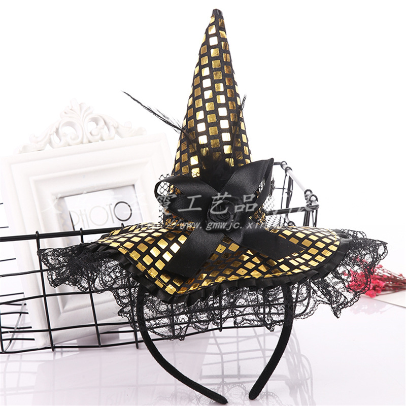 Halloween witch Headband costume party wacky party lace big sequin hat Hot style promotion