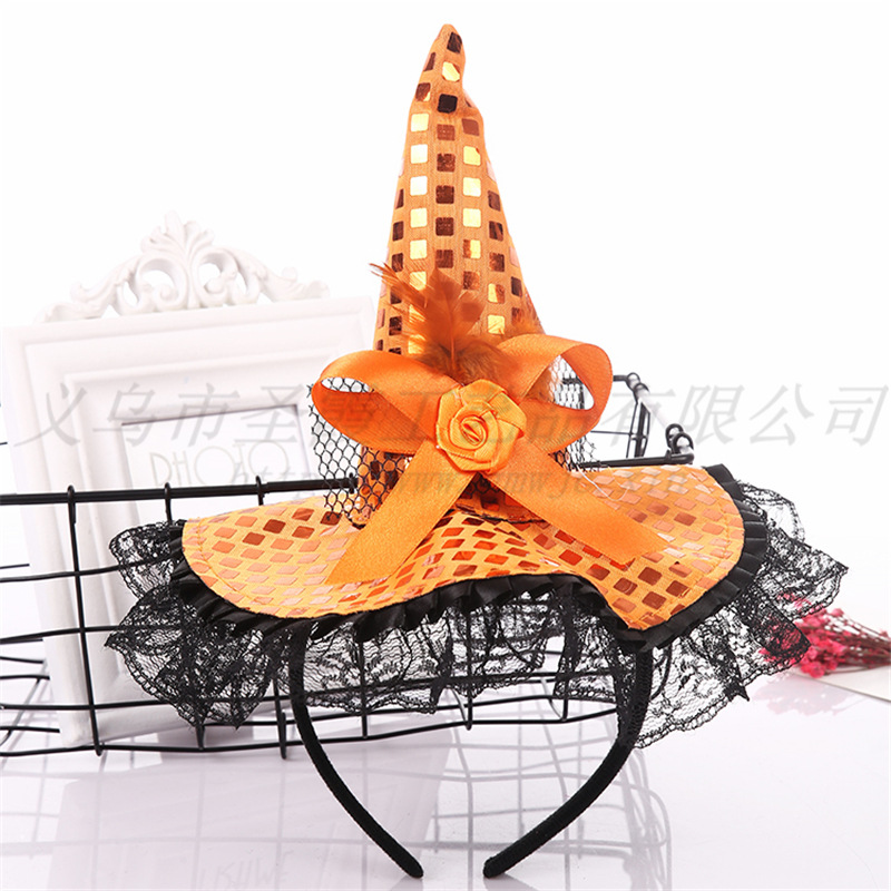Halloween witch Headband costume party wacky party lace big sequin hat Hot style promotion