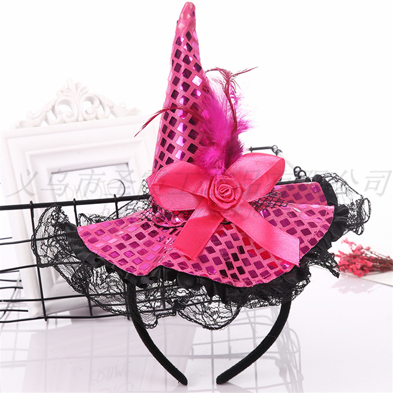 Halloween witch Headband costume party wacky party lace big sequin hat Hot style promotion
