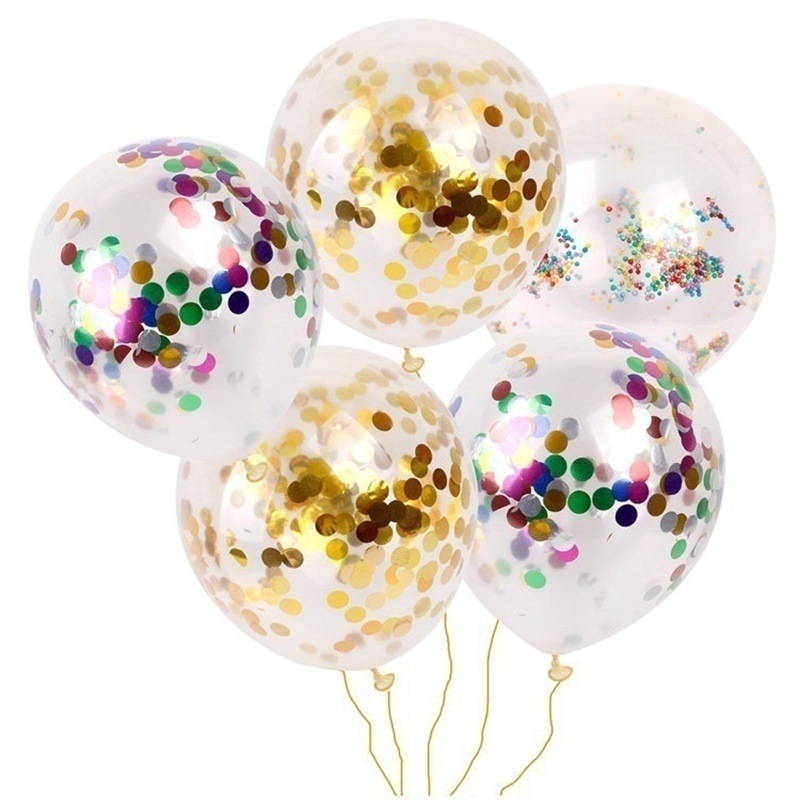 Confetti Balloon12-Inch Paper Scrap Balloon round Sequin Balloon Transparent Rose Gold Paper Scrap Latex Ball