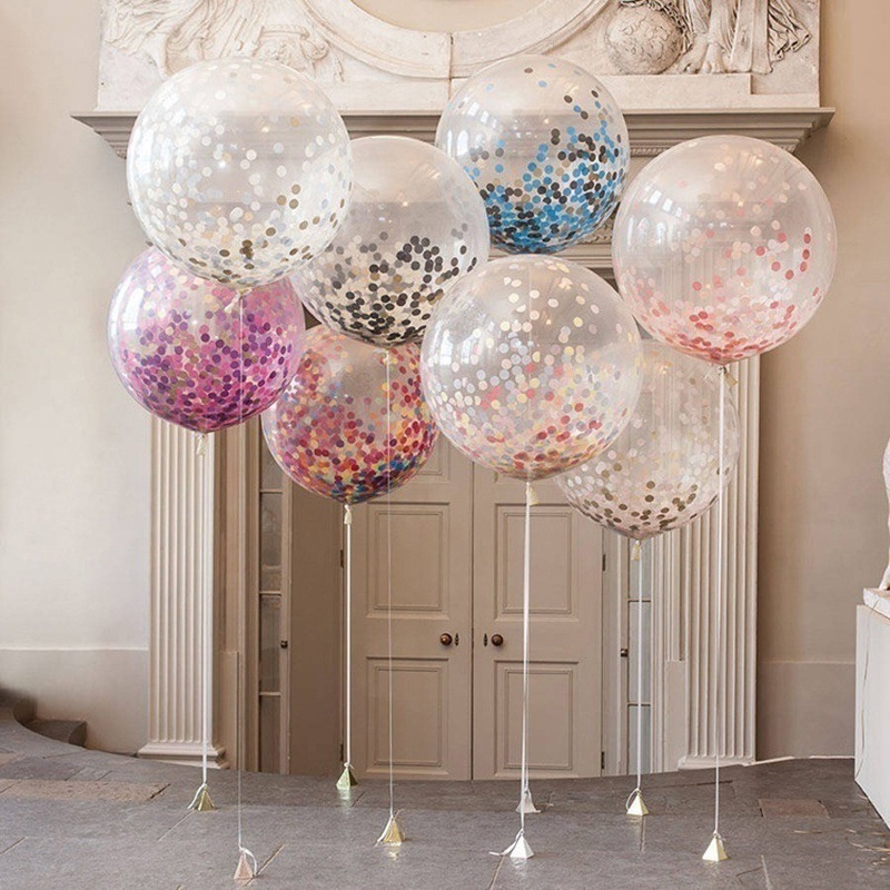 Confetti Balloon12-Inch Paper Scrap Balloon round Sequin Balloon Transparent Rose Gold Paper Scrap Latex Ball