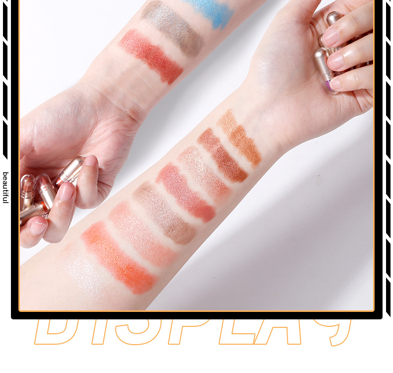 Lustre Sequin Capsule Eyeshadow Compact Waterproof Easy to Color Mashed Potatoes 12Color Eye Shadow CrossBorder Makeup