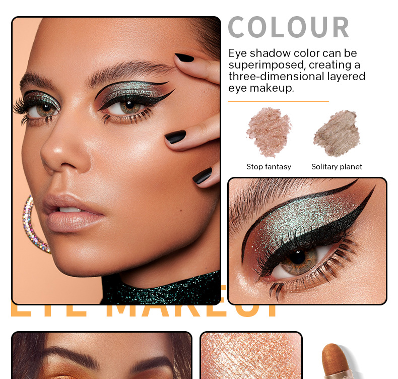 Lustre Sequin Capsule Eyeshadow Compact Waterproof Easy to Color Mashed Potatoes 12Color Eye Shadow CrossBorder Makeup