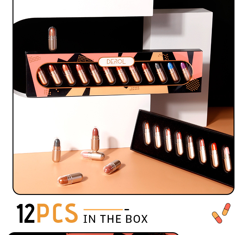 Lustre Sequin Capsule Eyeshadow Compact Waterproof Easy to Color Mashed Potatoes 12Color Eye Shadow CrossBorder Makeup