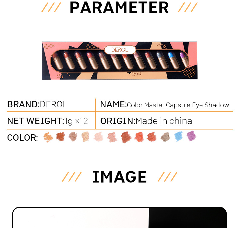 Lustre Sequin Capsule Eyeshadow Compact Waterproof Easy to Color Mashed Potatoes 12Color Eye Shadow CrossBorder Makeup