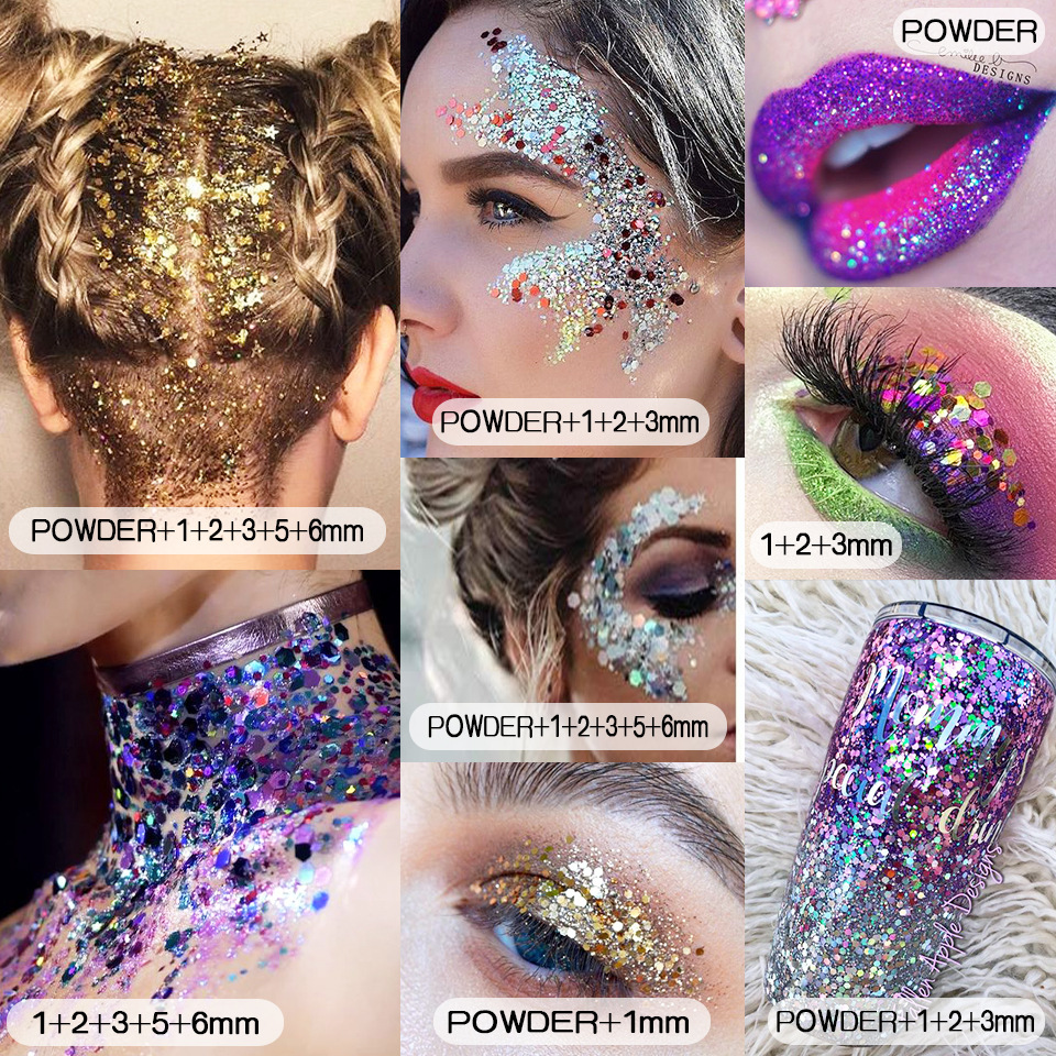 Glitter Powder Flash Powder Nail Ornament Sequin Gradient Set Laser Gel Nail Polish Makeup Epoxy Slim