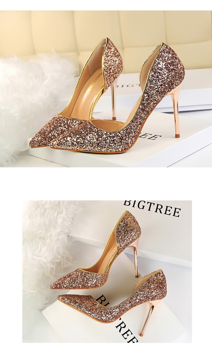 8688 Style Sexy Nightclubs Thinner Women's Shoes Stiletto Heel Shallow Mouth Pointed Toe Side Hollowout Sequin Pumps 8688 Style Sexy Nightclubs Thinner Women's Shoes Stiletto Heel Shallow Mouth Pointed Toe Side Hollowout Sequin Pumps