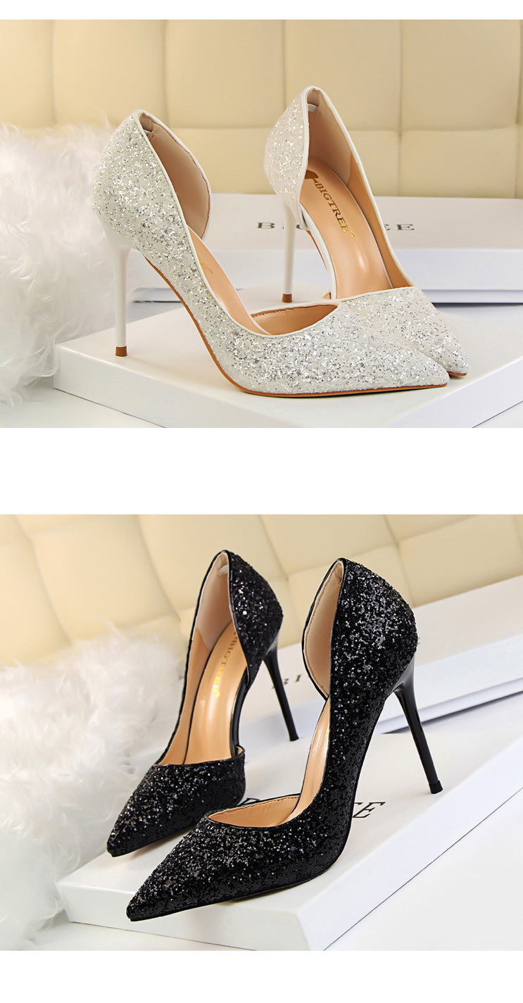 8688 Style Sexy Nightclubs Thinner Women's Shoes Stiletto Heel Shallow Mouth Pointed Toe Side Hollowout Sequin Pumps 8688 Style Sexy Nightclubs Thinner Women's Shoes Stiletto Heel Shallow Mouth Pointed Toe Side Hollowout Sequin Pumps