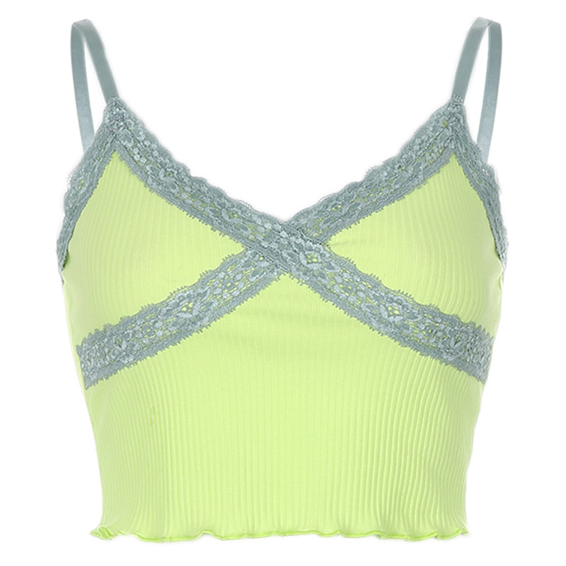 2020 European and American Foreign Trade Hot Selling Sexy Women&#039;s AliExpress V-neck Lace Edge Slim Strap Women