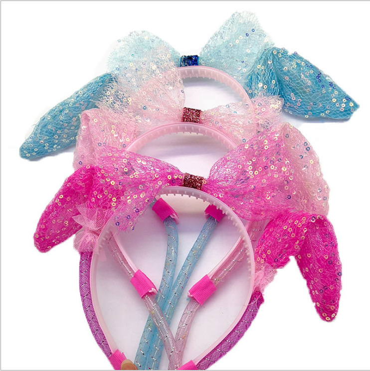Sequin Light-Emitting Moving Rabbit Ears Hair Hoop-Pinch Air Bag Light-Emitting Rabbit Ears Headdress Night Market Stall