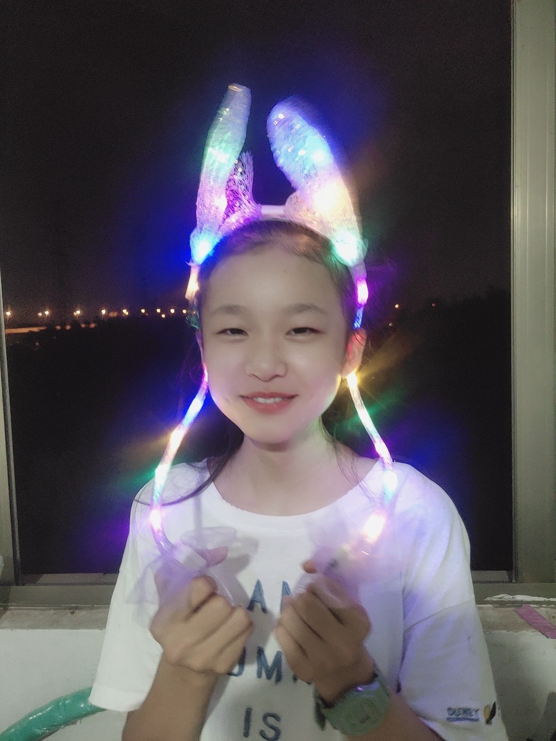 Sequin Light-Emitting Moving Rabbit Ears Hair Hoop-Pinch Air Bag Light-Emitting Rabbit Ears Headdress Night Market Stall
