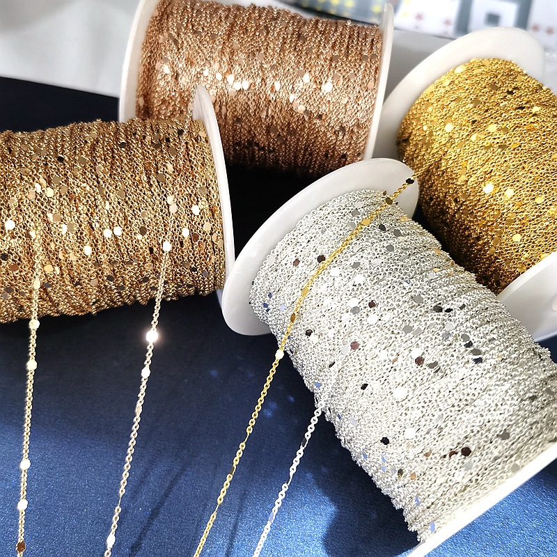 Material Chain Tassel Strong Color Retention 15mm Sequin Chain Necklace Bracelet Hairpin Material Yiwu Accessories Whole
