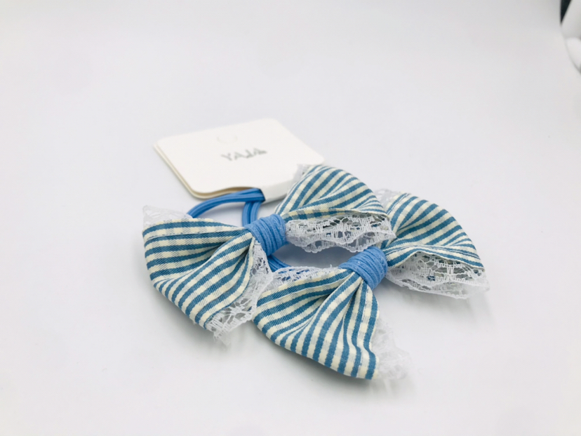 Lace Edge Bowknot Headband Hair Rope Hair Ring Student Plaid Knotted Hair Tie Hair Accessories Headdress