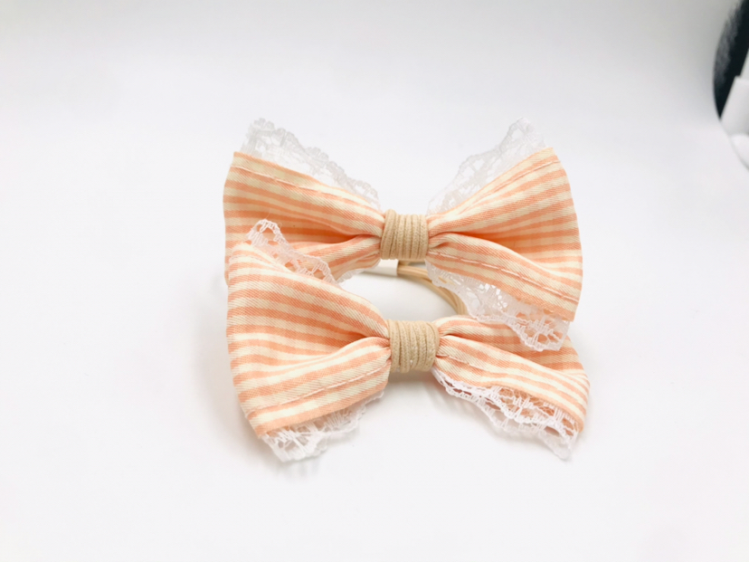 Lace Edge Bowknot Headband Hair Rope Hair Ring Student Plaid Knotted Hair Tie Hair Accessories Headdress