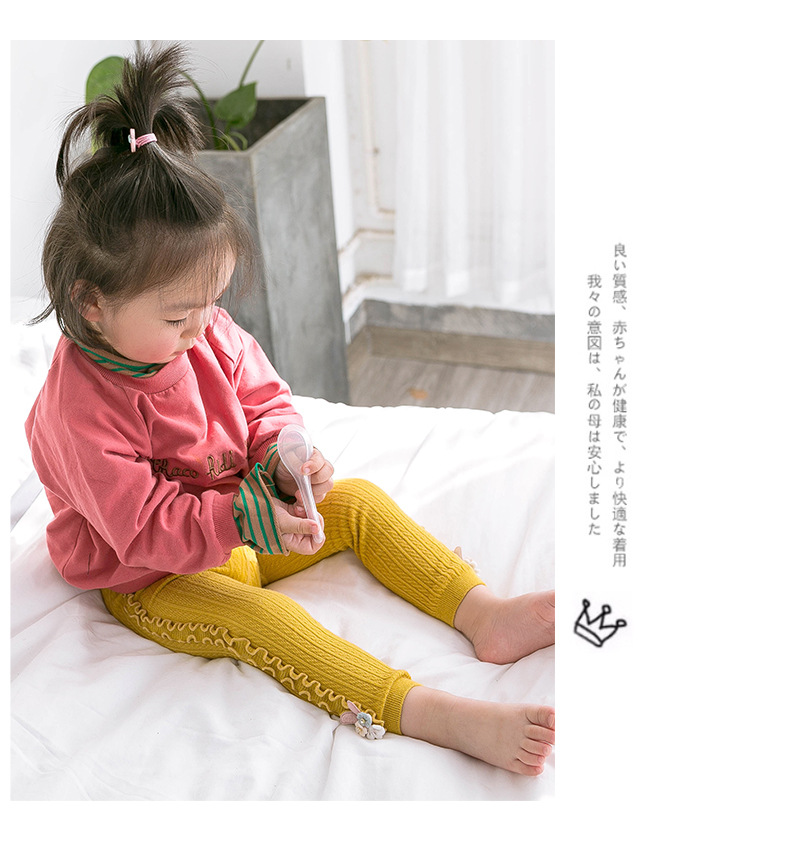 Spring and autumn double needle crotch lace baby pantyhose baby tights bottom pantyhose vertical agaric edge nine minutes pants