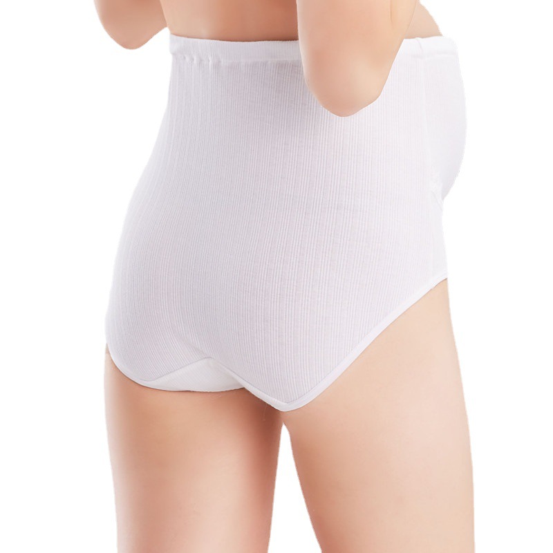 Preg Pregnant Women&#039;s Underpants Cotton Crotch Rib Adjustable High Waist Lace Edge Breathable Pregnancy Underwear 21023