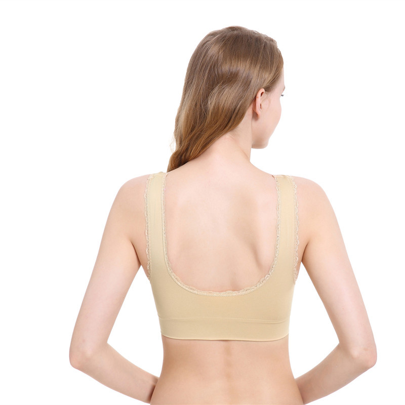 Cross Side Buckle Lace Edge No Steel Ring Large Size Sports Brassiere Super Gathered Adjustable Yoga Vest Underwear