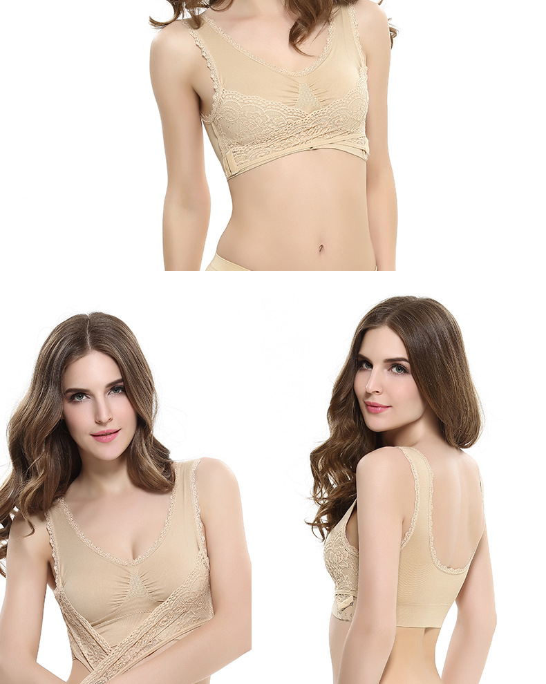 Cross Side Buckle Lace Edge No Steel Ring Large Size Sports Brassiere Super Gathered Adjustable Yoga Vest Underwear Cross Side Buckle Lace Edge No Steel Ring Large Size Sports Brassiere Super Gathered Adjustable Yoga Vest Underwear