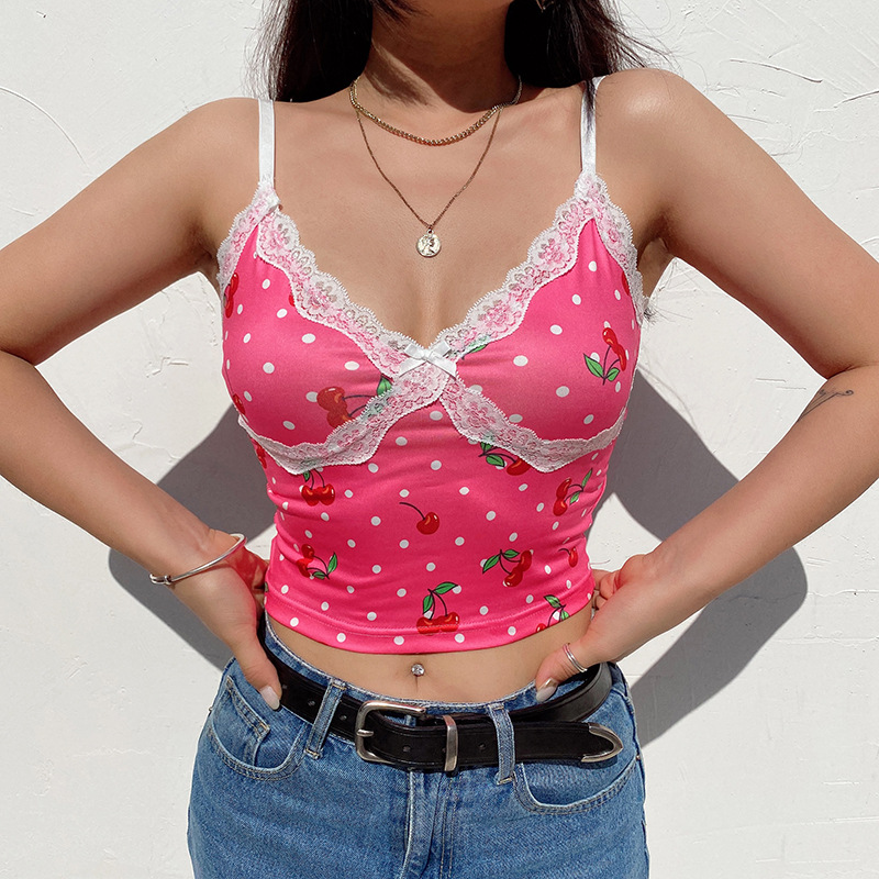 2020 cross-border foreign trade fashion sexy women's wear crop lace close edge Condole belt vest female hair substitute