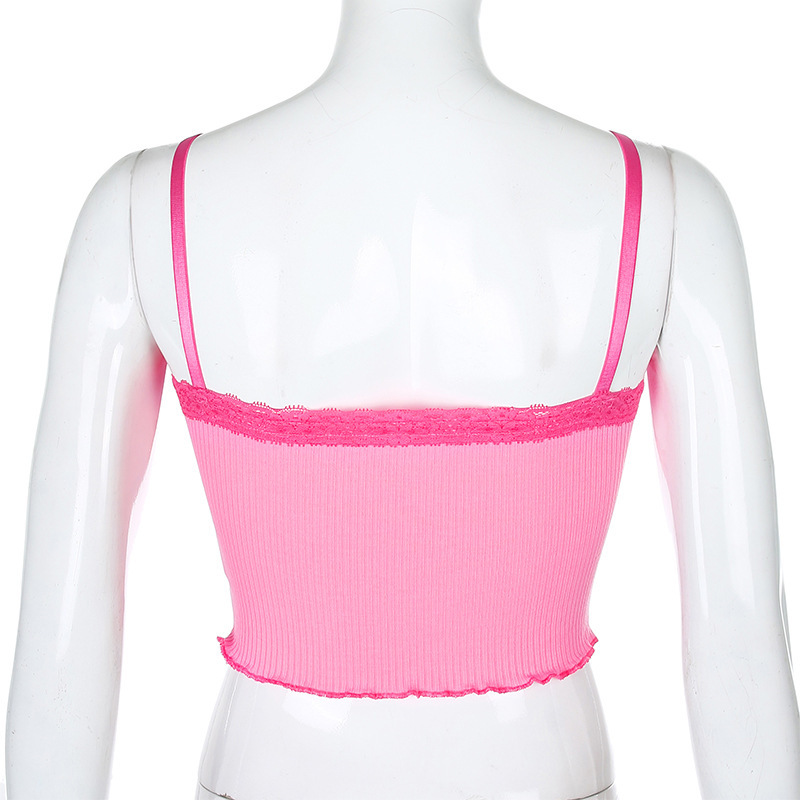 2020 cross-border foreign trade fashion sexy women's wear crop lace close edge Condole belt vest female hair substitute