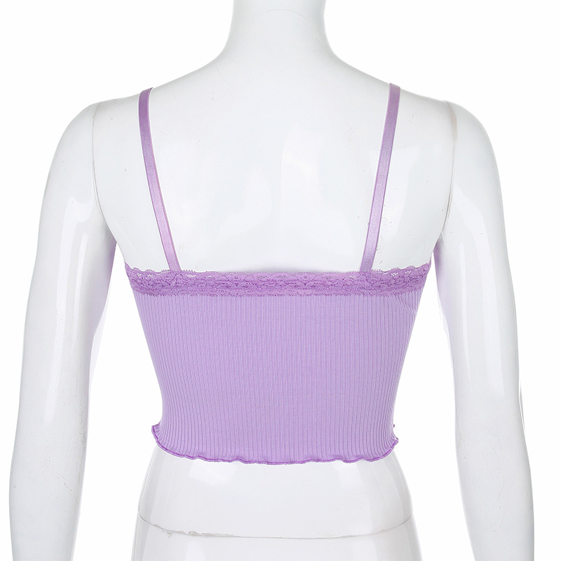 2020 cross-border foreign trade fashion sexy women's wear crop lace close edge Condole belt vest female hair substitute