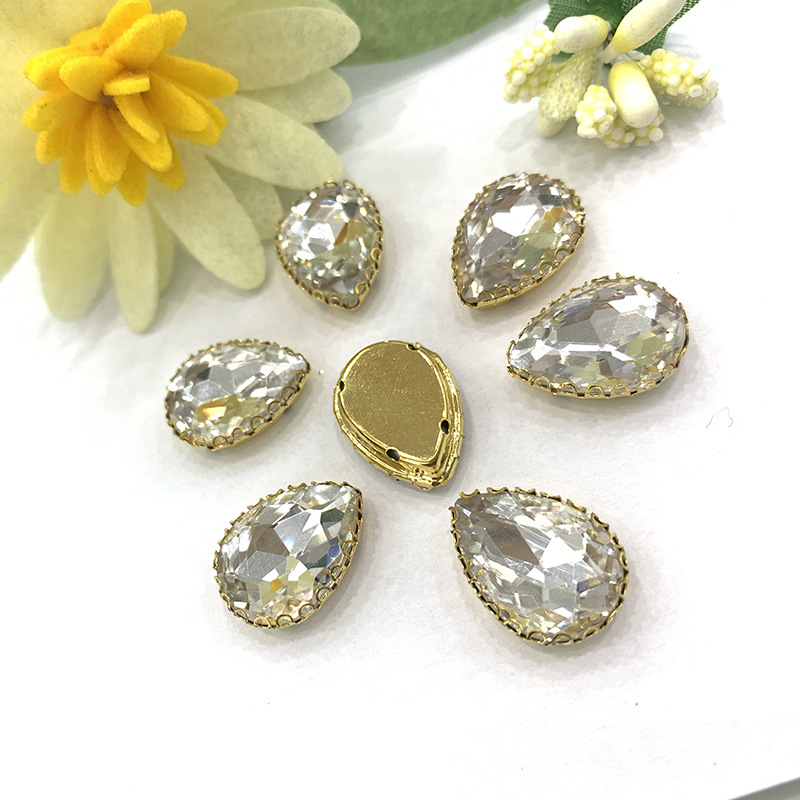 Water Drop Rhinestones D-Shaped Anti-Hook Gold Bottom DIY Wedding Shoes Accessories Lace Edge Diamond Super Flash Hand Sewing Drill Wholesale Water Drop Rhinestones D-Shaped Anti-Hook Gold Bottom DIY Wedding Shoes Accessories Lace Edge Diamond Super Flash Hand Sewing Drill Wholesale
