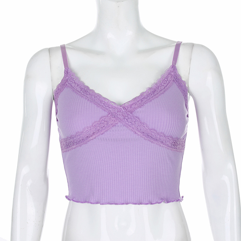 Foreign Trade Hot Style Aliexpress hot selling Sexy Women's Wear Vneck Lace Lace Edge show Thin women with suspenders