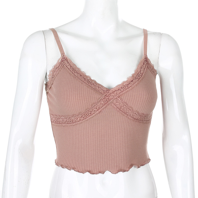 Foreign Trade Hot Style Aliexpress hot selling Sexy Women's Wear Vneck Lace Lace Edge show Thin women with suspenders