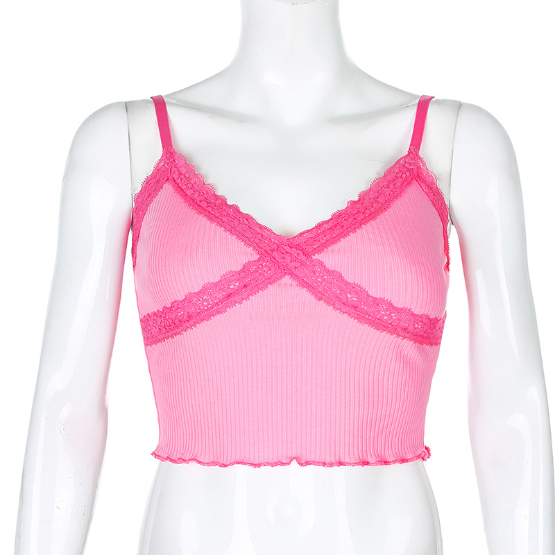 Foreign Trade Hot Style Aliexpress hot selling Sexy Women's Wear Vneck Lace Lace Edge show Thin women with suspenders