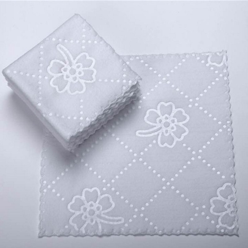 kitchen towel Cut Edge Small Tower 180G Ultrasonic Lace Fiber 23 23 Square Towel White Kitchen Disposable Hotel Wipes